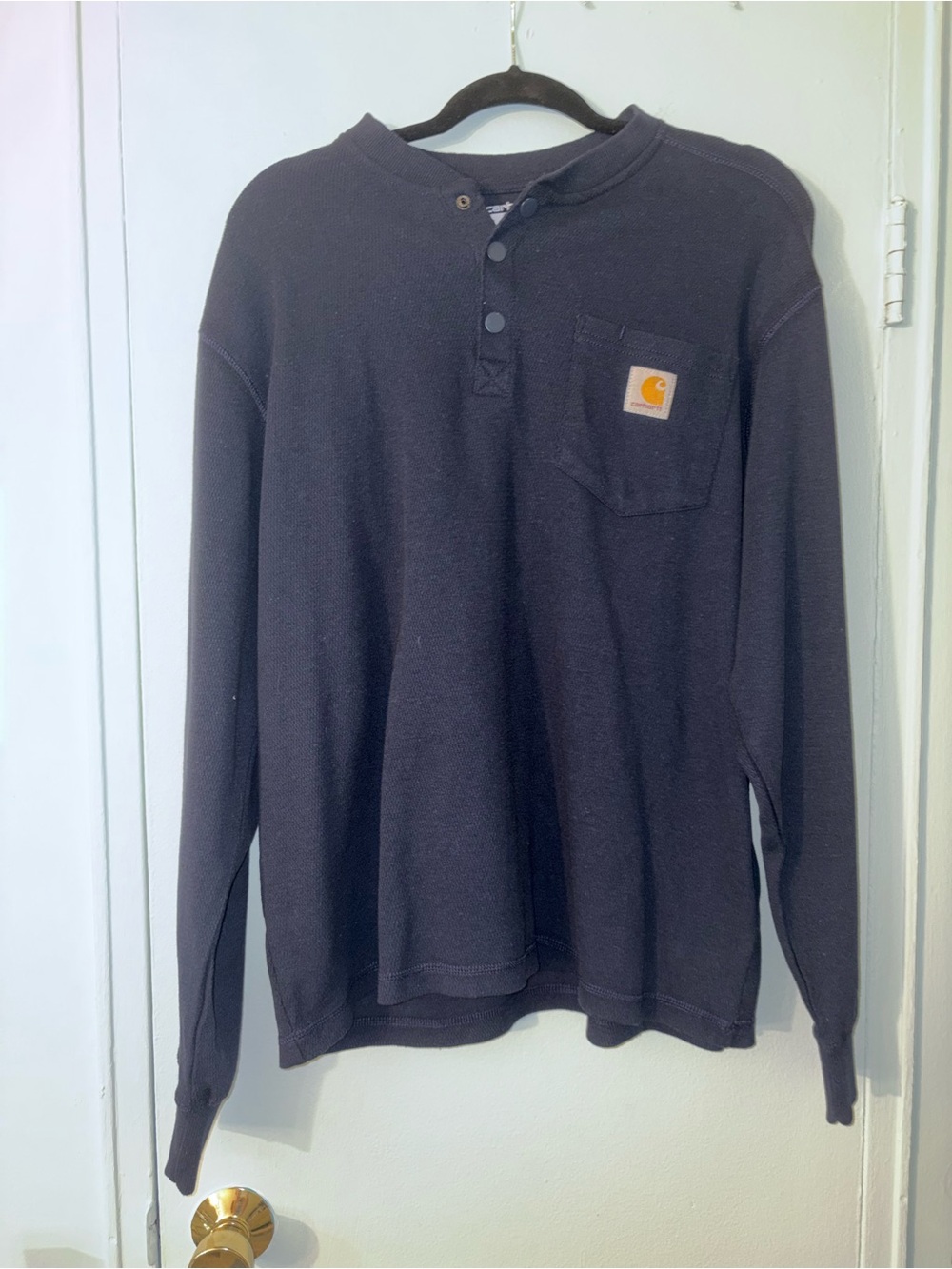 Carhartt Navy Long-Sleeve Henley with Chest Pocket